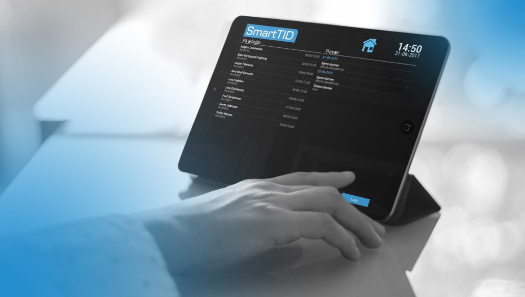 SmartTIDS tidsregistreringssystem på en tablet